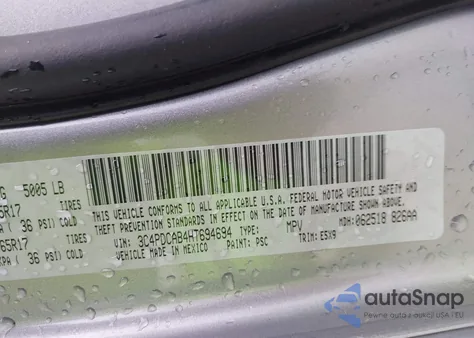 2017 Dodge Journey Se from USA, damaged, VIN 3C4PDCAB4HT694694